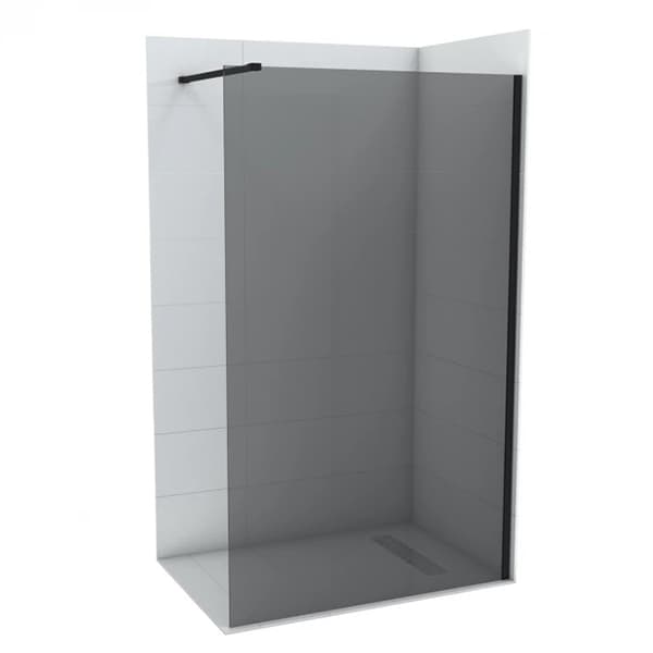 Tuš stena Walk-in CONCEPT MONTE DARK 800x2000 crni mat ram 8mm grey staklo