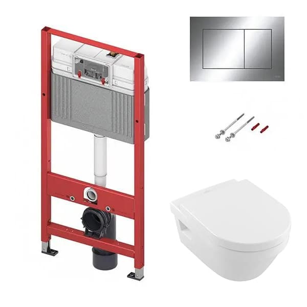 TECE set - Ugradni vodokotlić TECE + Hrom sjaj tipka + VILLEROY & BOCH OMNIA ARCHITECTURA wc šolja rimless sa daska soft close