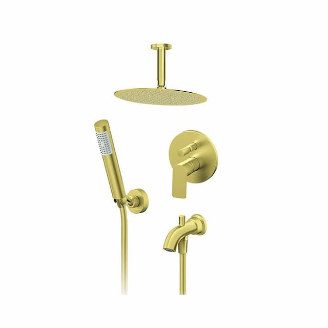 Uzidna baterija za tuš kadu ROSAN S2 GOLD sa izlivom, plafonskim 250mm i ručnim tušem 231703G