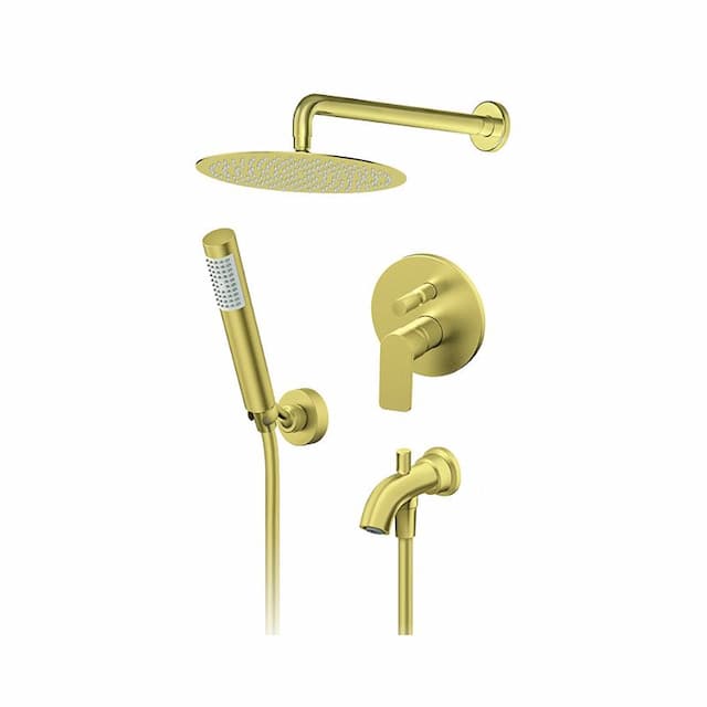 Uzidna baterija za tuš kadu ROSAN S2 GOLD sa izlivom, zidnim 250mm i ručnim tušem 231701G