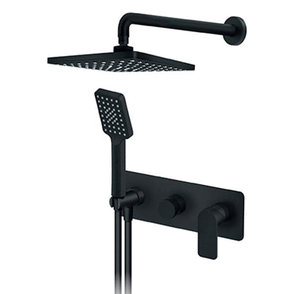Uzidna baterija za tuš kadu ROSAN S2 BLACK sa zidnim 210x210mm i ručnim tušem 231605B