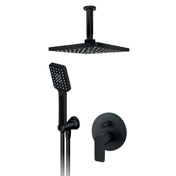 Uzidna baterija za tuš kadu ROSAN S2 BLACK sa plafonskim 210x210mm i ručnim tušem 231603B