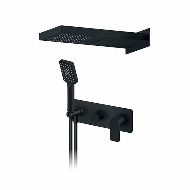 Uzidna baterija za tuš kadu ROSAN S2 BLACK sa slapom i ručnim tušem 231609B