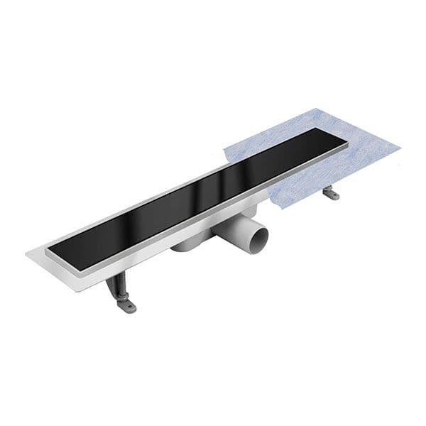 Tuš kanalica inox VOGI 500mm STAKLO CRNO set