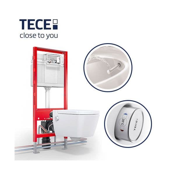 Ugradni set TECEone vodokotlić 9300345 +wc šolja sa funkcijom bidea 9700200+ wc daska soft close 9700600 + serza montažu 9880045 + završna kolena 9021032 + ek ventili 9820454 + tipka po izboru TECEnow