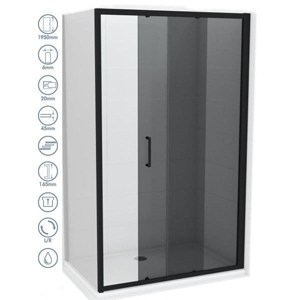 Tuš kabina COPEN ATLAS BLACK 1200x900x1950 dark staklo 6mm