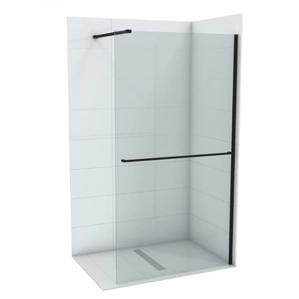 Tuš stena Walk-in COPEN MONTE PLUS 800x2000 crni mat ram 8mm staklo i držač peškira