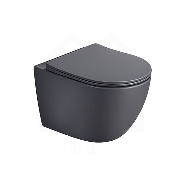 Wc šolja PERLA konzolna dark grey rimless + daska duroplast soft closec