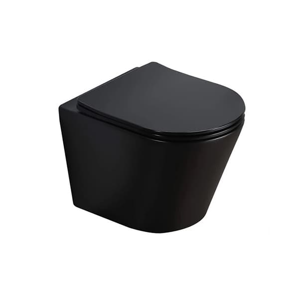Wc šolja PURE konzolna crna mat rimless + daska duroplast soft close