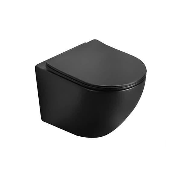 Wc šolja PERLA konzolna crna mat rimless + daska duroplast soft close