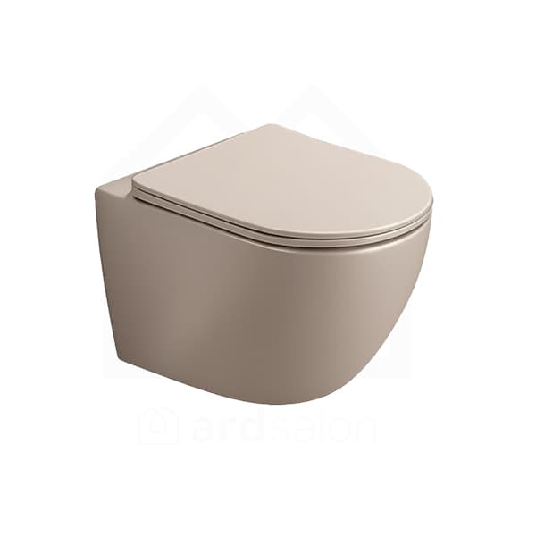 Wc šolja PERLA konzolna cappuccino rimless + daska duroplast soft close