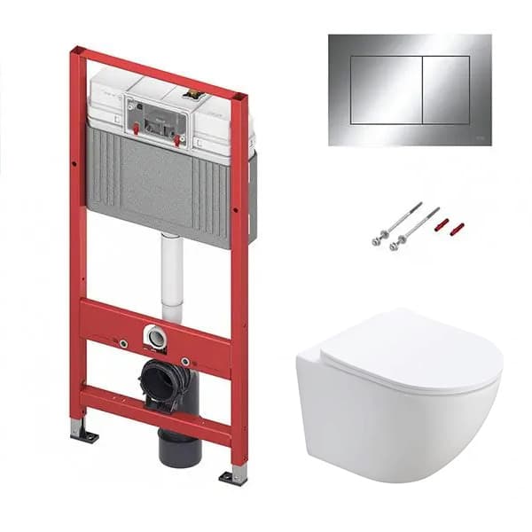 TECE set - Ugradni vodokotlić TECE + Hrom sjaj tipka + PERLA wc šolja sa slim soft close daskom