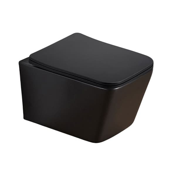 Wc šolja PIANO konzolna rimless mat crna + daska duroplast soft close